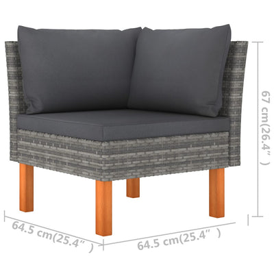 3-personers havesofa med hynder polyrattan grå