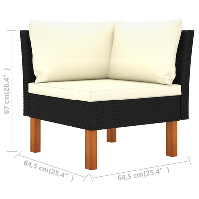 3-personers havesofa med hynder polyrattan sort