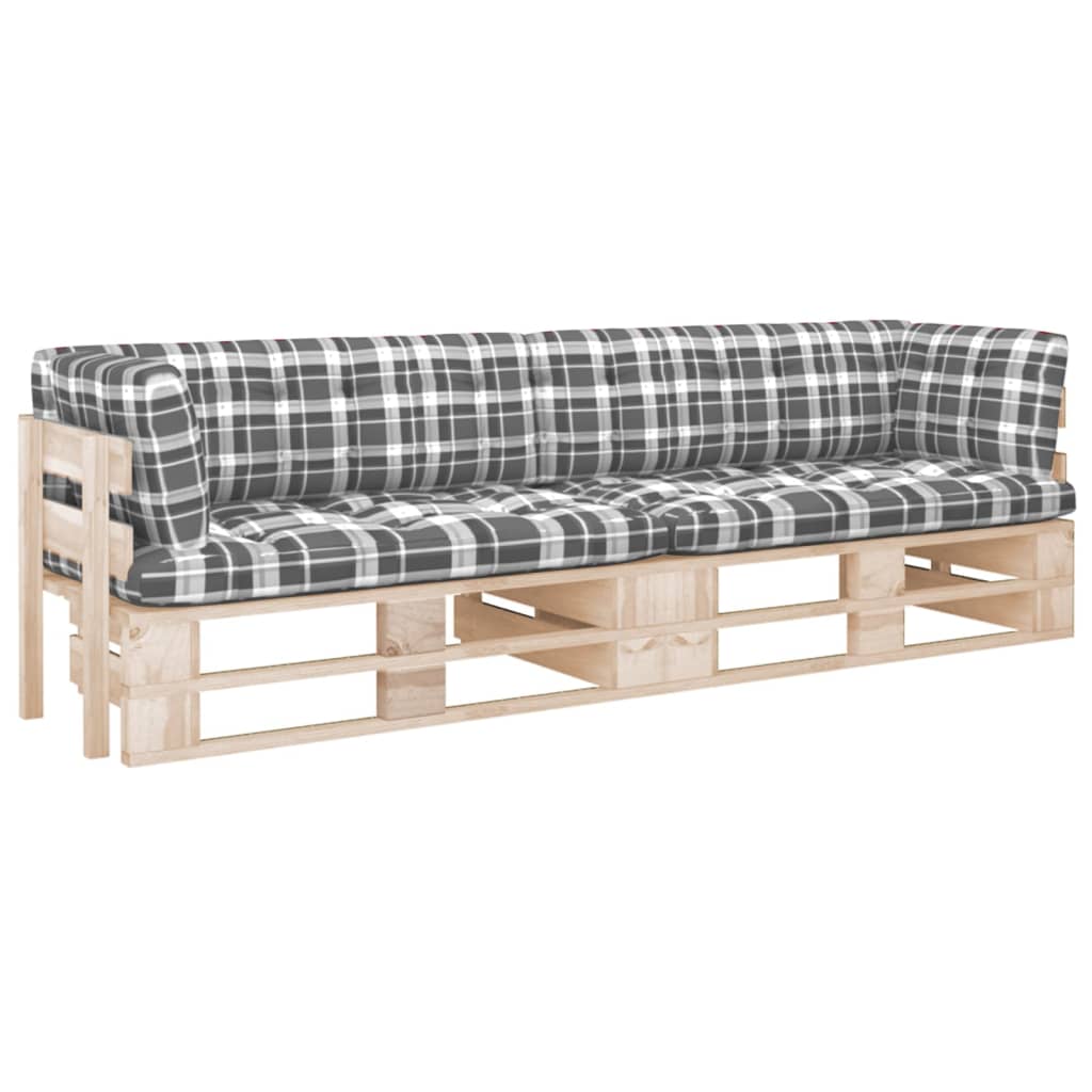 2-personers pallesofa med hynder imprægneret fyrretræ
