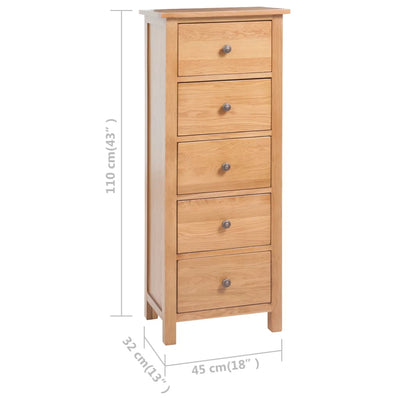 kommode 45x32x110 cm massivt egetræ