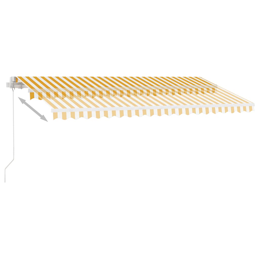 markise m. LED-lys 400x300 cm manuel betjening gul og hvid