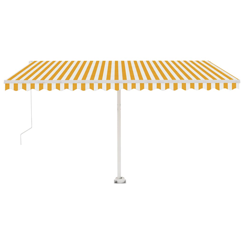 markise m. LED-lys 400x300 cm manuel betjening gul og hvid