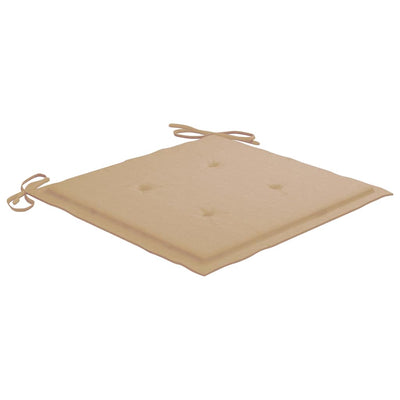 havestole 4 stk. med beige hynder massivt teaktræ