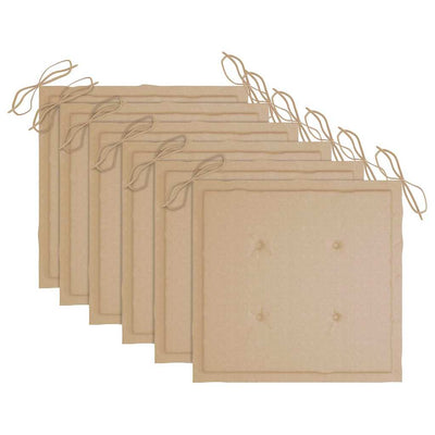 havestole 6 stk. med beige hynder massivt teaktræ
