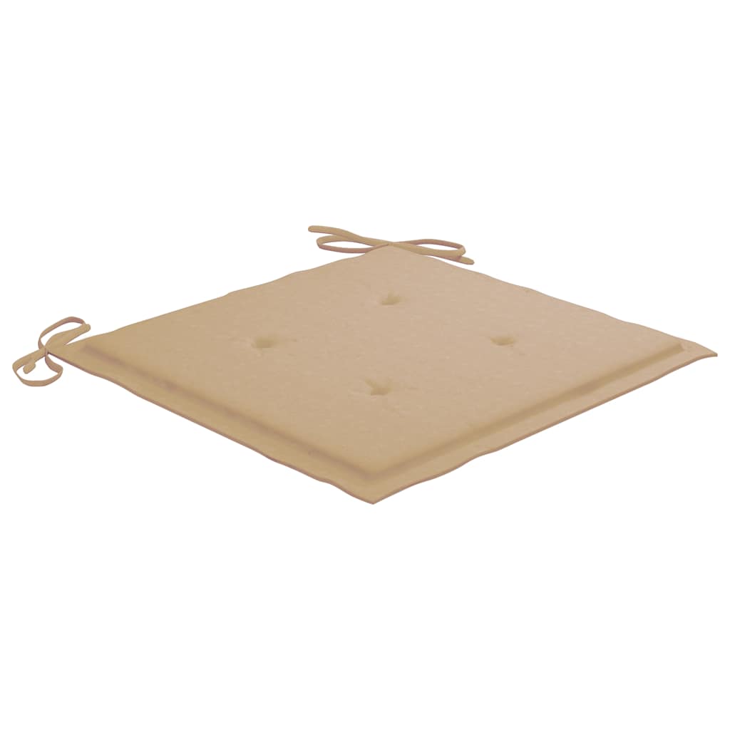 havestole 6 stk. med beige hynder massivt teaktræ