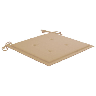 havestole 6 stk. med beige hynder massivt teaktræ