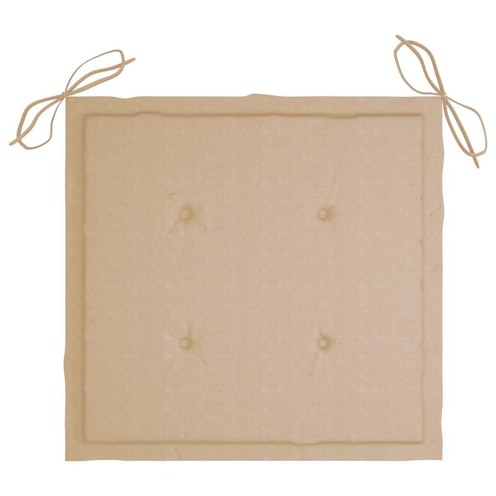 havestole 6 stk. med beige hynder massivt teaktræ