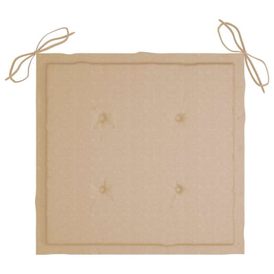 havestole 6 stk. med beige hynder massivt teaktræ