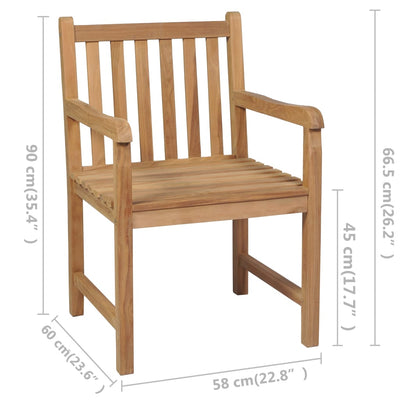 havestole 6 stk. med beige hynder massivt teaktræ