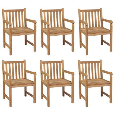 havestole 6 stk. med beige hynder massivt teaktræ