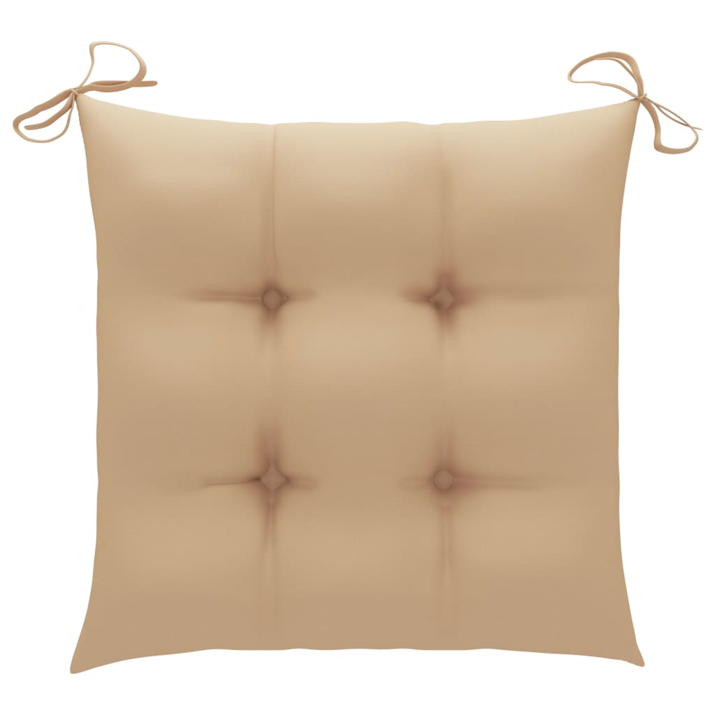 havestole 6 stk. med beige hynder massivt teaktræ