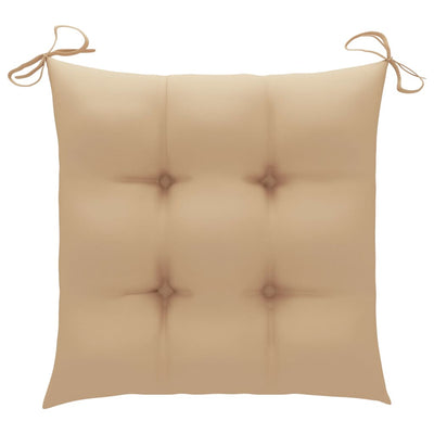 havestole 6 stk. med beige hynder massivt teaktræ