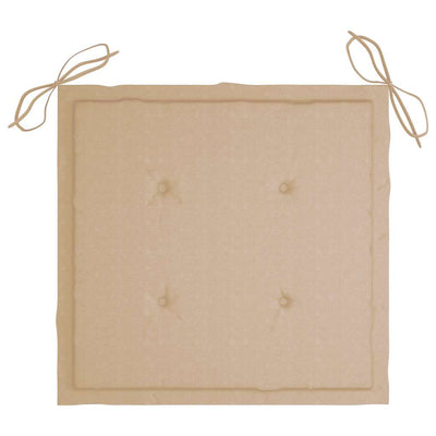 havestole 8 stk. med beige hynder massivt teaktræ
