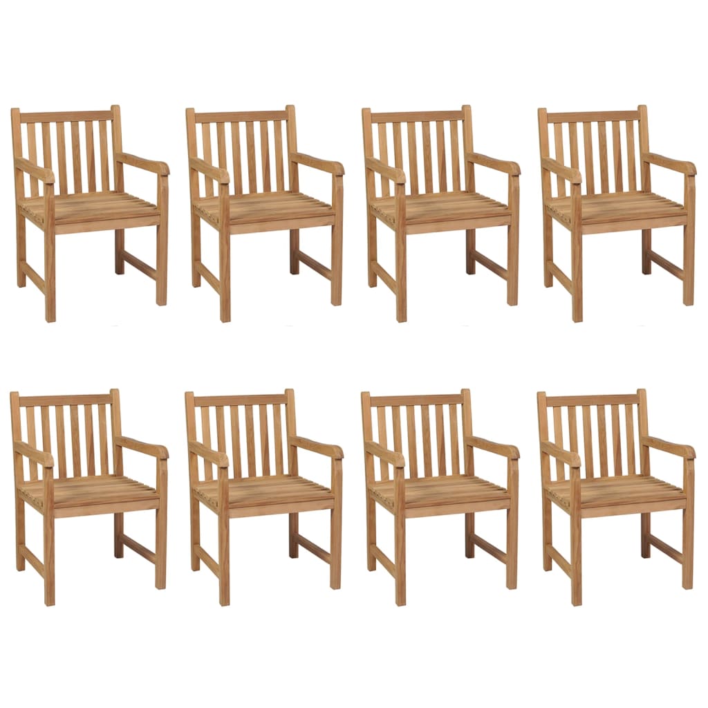 havestole 8 stk. med beige hynder massivt teaktræ