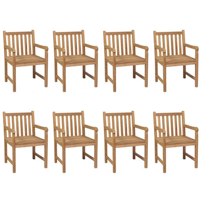 havestole 8 stk. med beige hynder massivt teaktræ