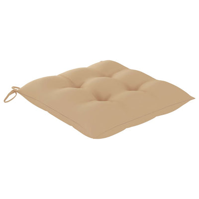 havestole 8 stk. med beige hynder massivt teaktræ