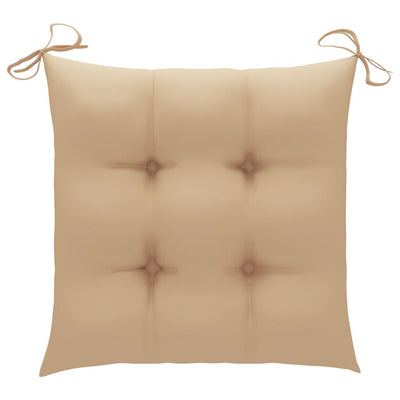 havestole 8 stk. med beige hynder massivt teaktræ