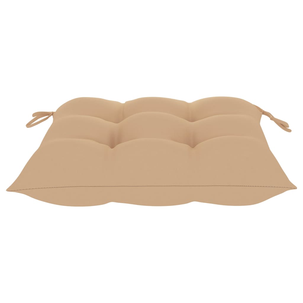 havestole 8 stk. med beige hynder massivt teaktræ