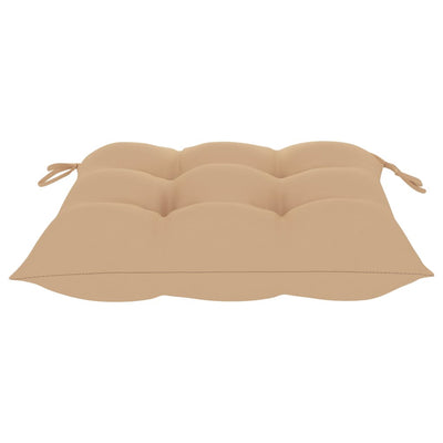 havestole 8 stk. med beige hynder massivt teaktræ