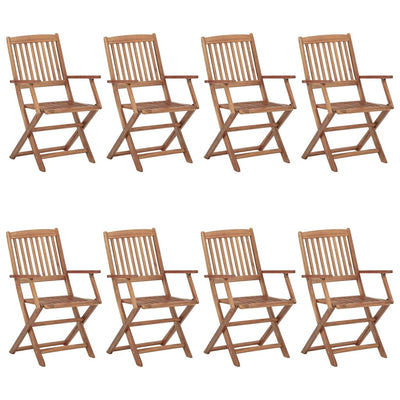 foldbare havestole 8 stk. med hynder massivt akacietræ