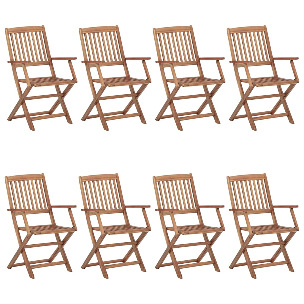foldbare havestole 8 stk. med hynder massivt akacietræ