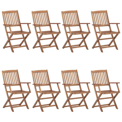 foldbare havestole 8 stk. med hynder massivt akacietræ
