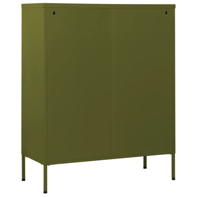 kommode 80x35x101,5 cm olivengrøn