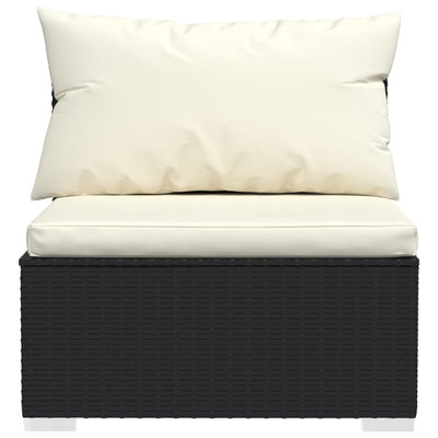 4-personers sofa med hynder polyrattan sort