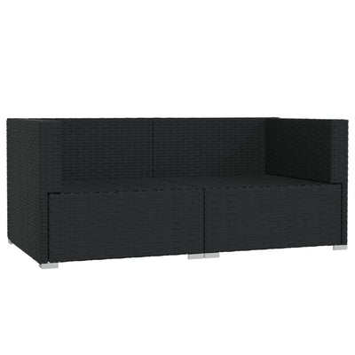 2-personers sofa med hynder polyrattan sort