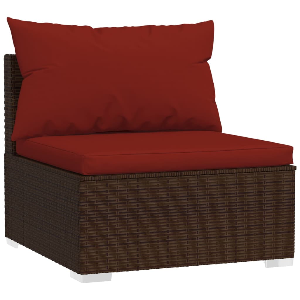 3-personers sofa med hynder polyrattan brun