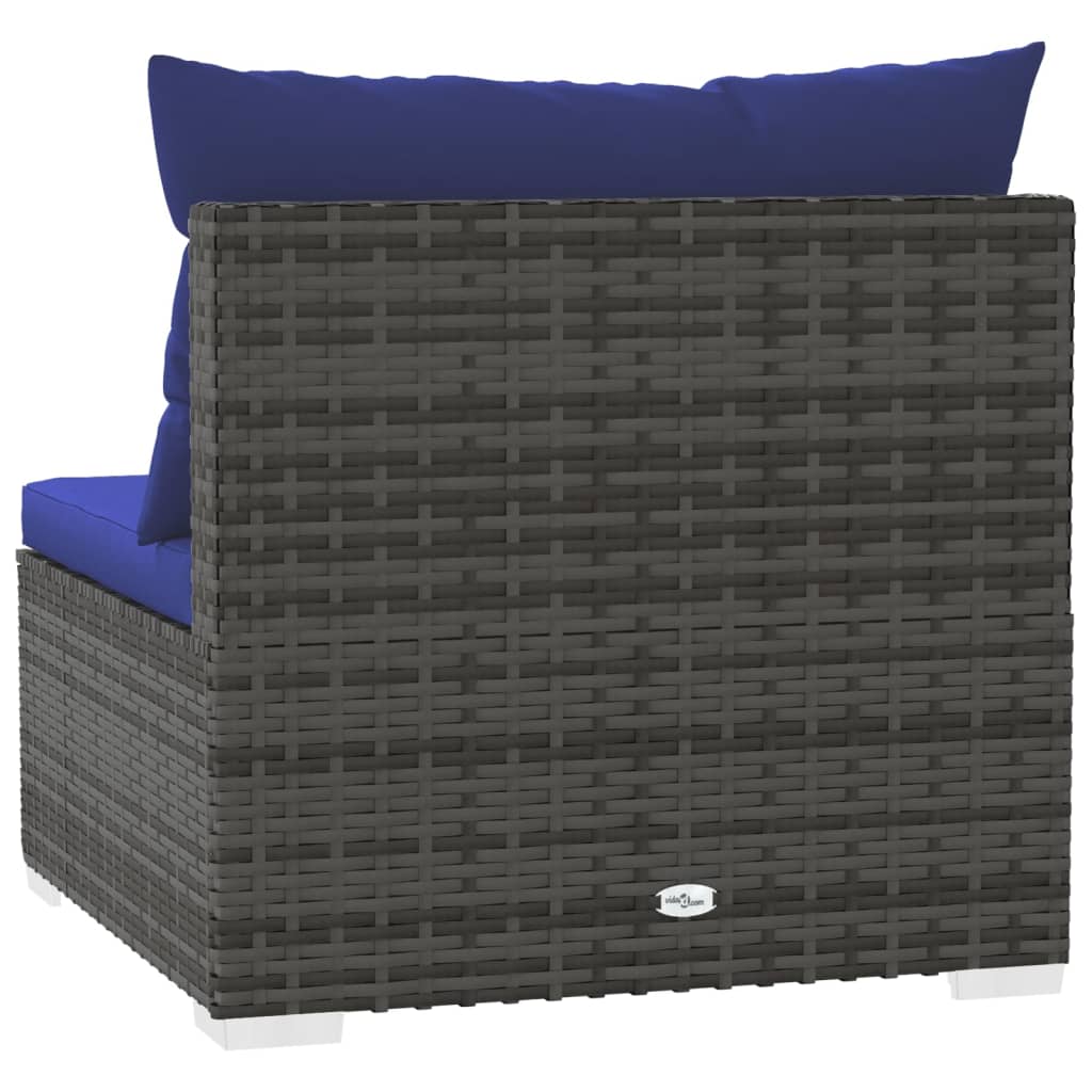 4-personers sofa med hynder polyrattan grå