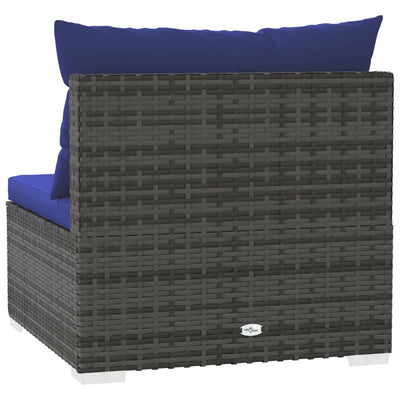 4-personers sofa med hynder polyrattan grå