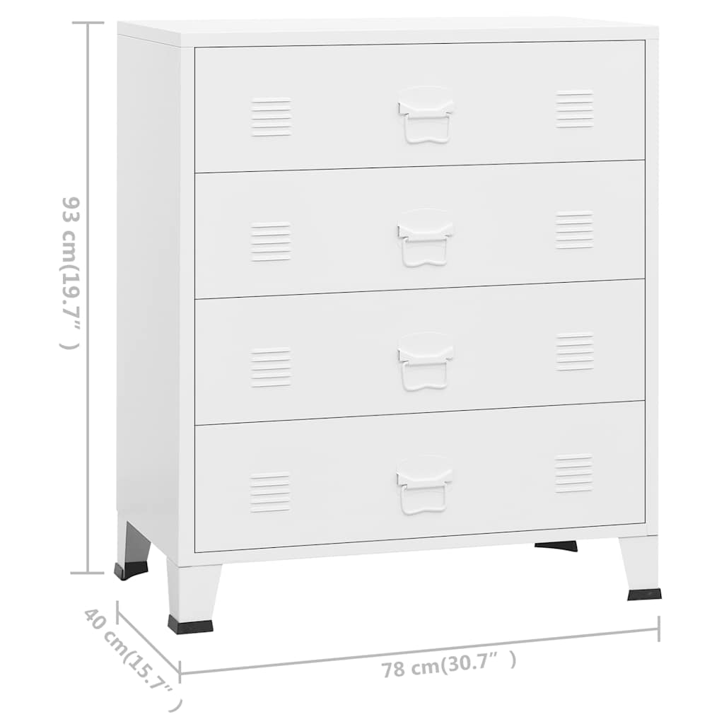industriel kommode 78x40x93 cm metal hvid