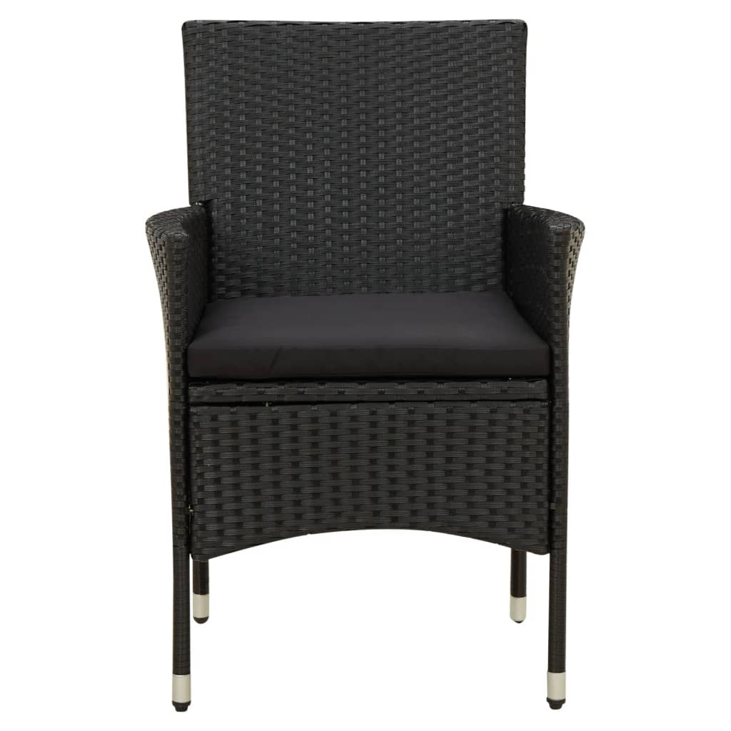 udendørs spisebordssæt 9 dele med hynder polyrattan sort