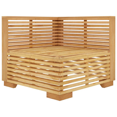 hjørnemodul til havesofa med cremefarvede hynder massivt teak