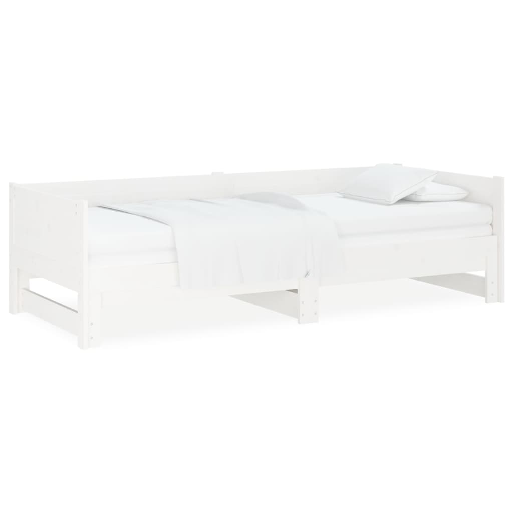 daybed med udtræk 2x(80x200) cm massivt fyrretræ hvid