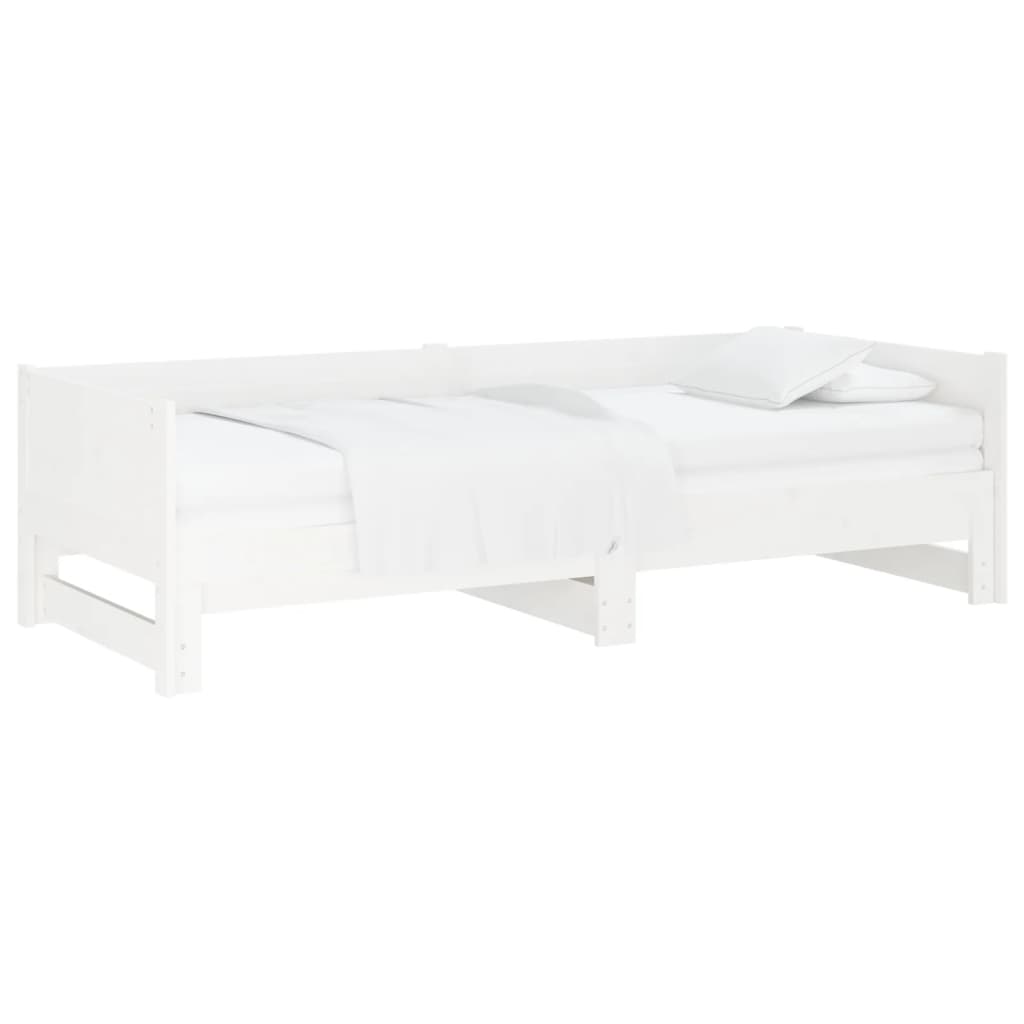 daybed med udtræk 2x(80x200) cm massivt fyrretræ hvid