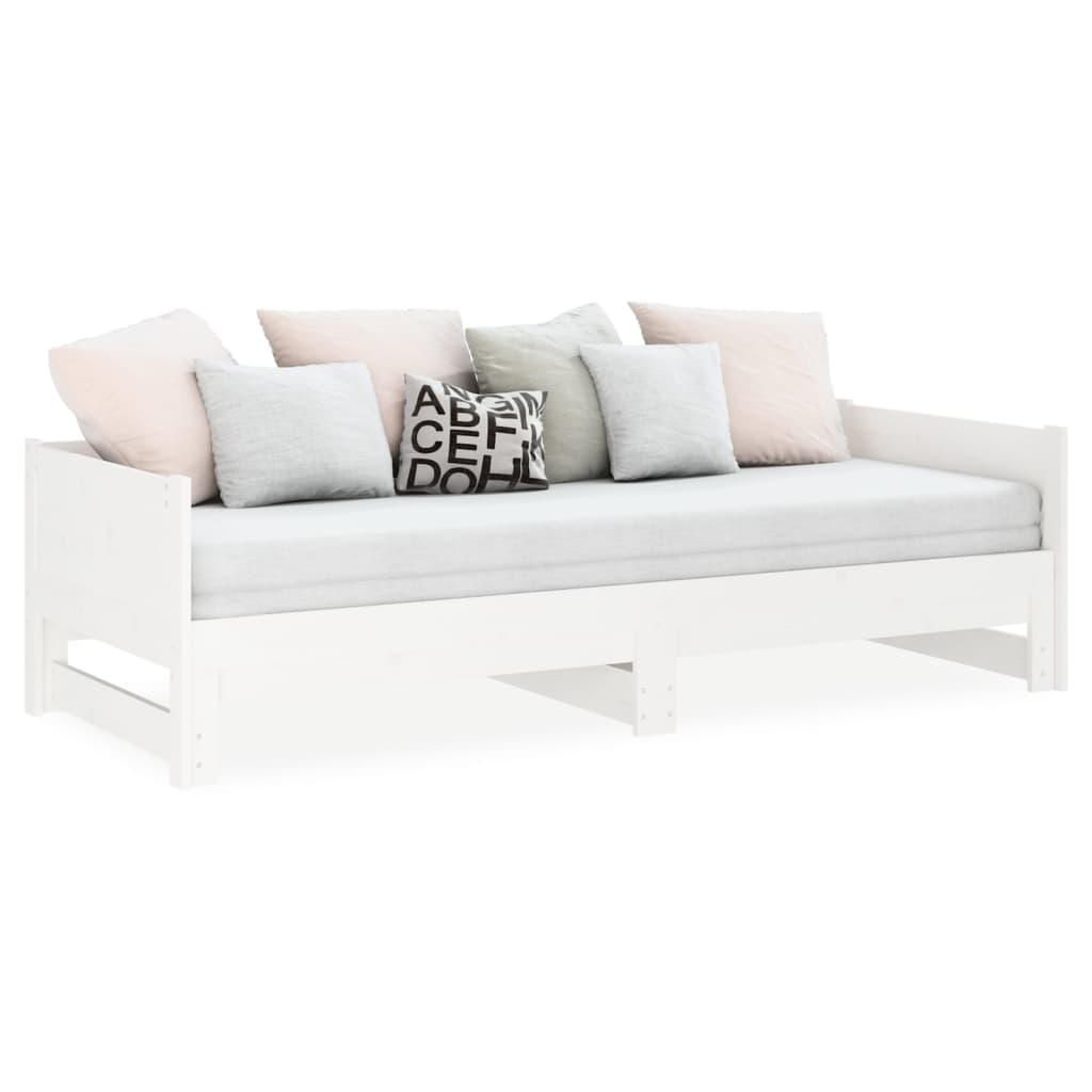 daybed med udtræk 2x(80x200) cm massivt fyrretræ hvid