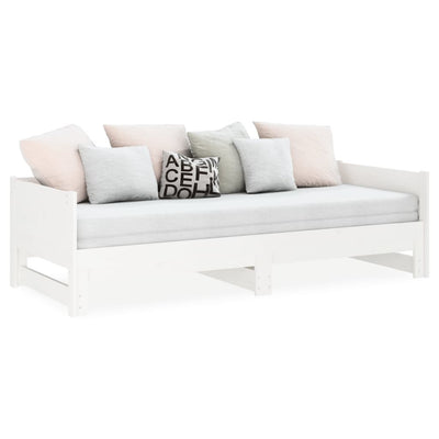 daybed med udtræk 2x(80x200) cm massivt fyrretræ hvid