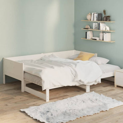 daybed med udtræk 2x(80x200) cm massivt fyrretræ hvid