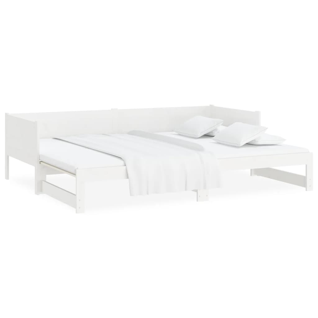daybed med udtræk 2x(80x200) cm massivt fyrretræ hvid