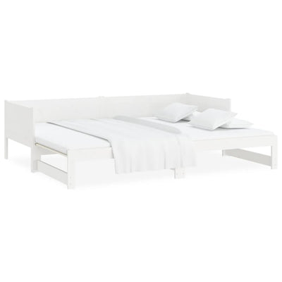 daybed med udtræk 2x(80x200) cm massivt fyrretræ hvid