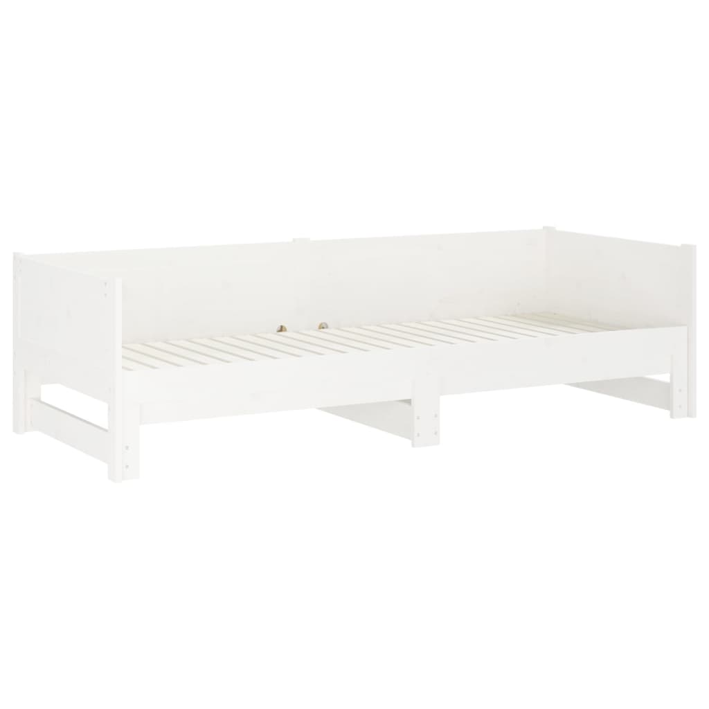 daybed med udtræk 2x(80x200) cm massivt fyrretræ hvid