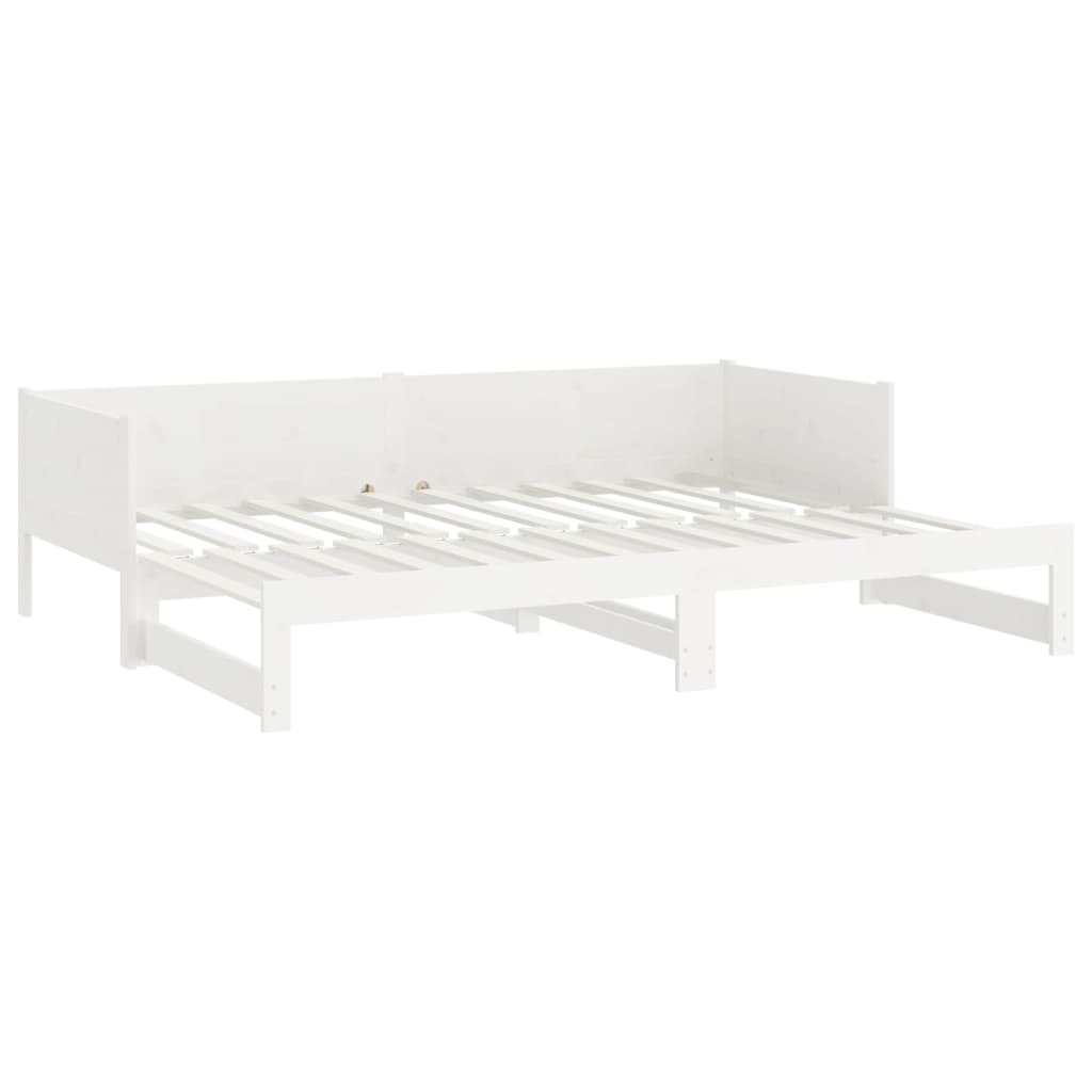 daybed med udtræk 2x(80x200) cm massivt fyrretræ hvid