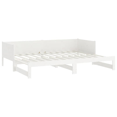 daybed med udtræk 2x(80x200) cm massivt fyrretræ hvid
