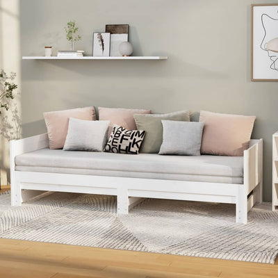daybed med udtræk 2x(80x200) cm massivt fyrretræ hvid
