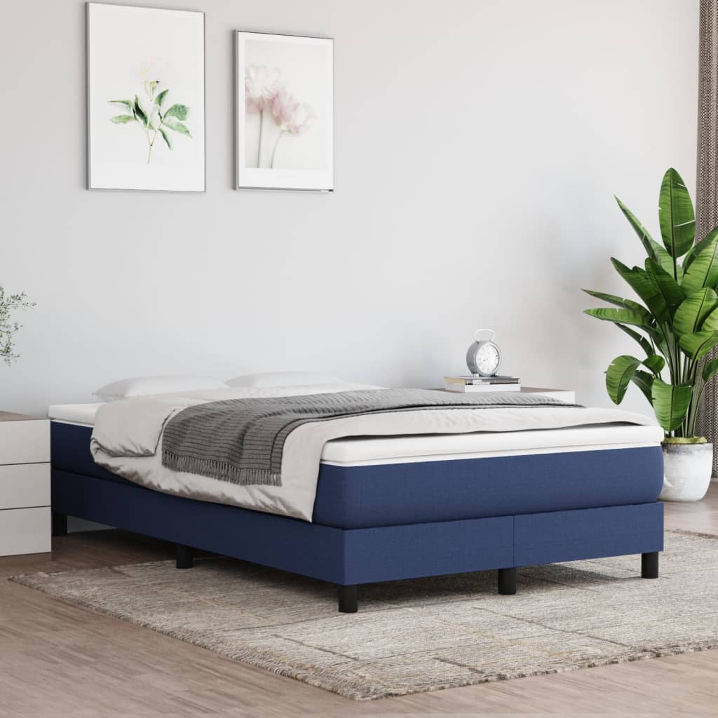 springmadras med pocketfjedre 120x200x20 cm stof blå