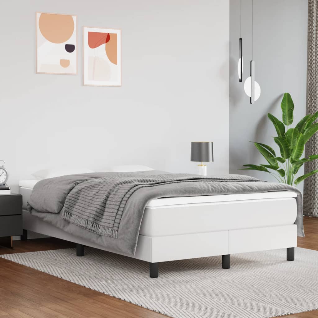 springmadras med pocketfjedre 120x200x20 cm kunstlæder hvid