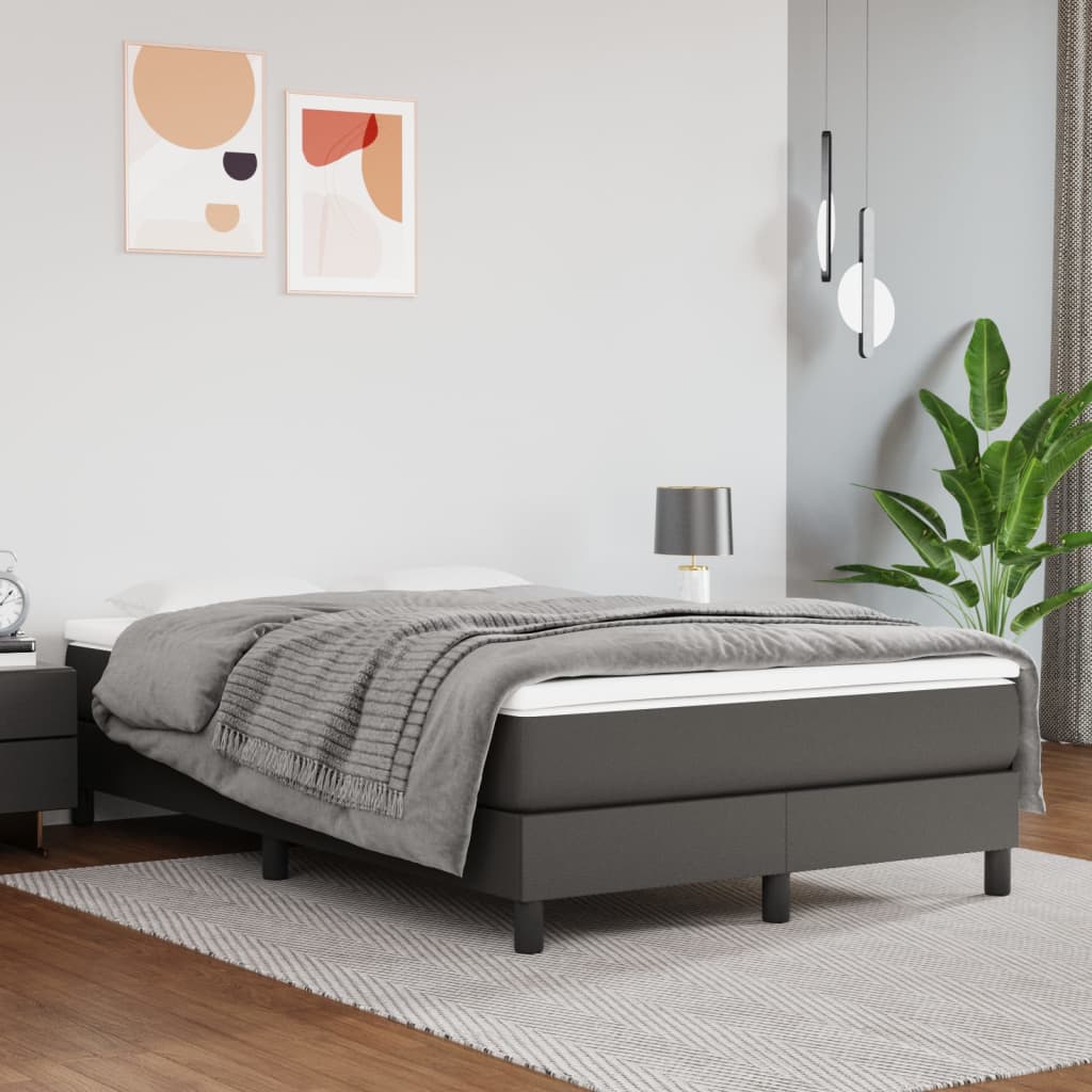 springmadras med pocketfjedre 120x200x20 cm kunstlæder grå