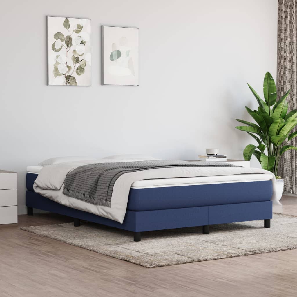 springmadras med pocketfjedre 140x190x20 cm stof blå